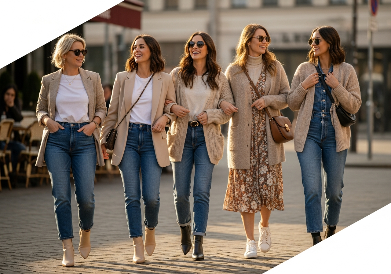 Trzy kobiety na tarasie miejskiej kawiarni